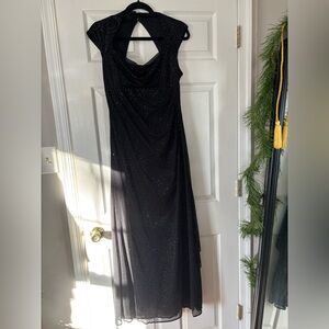 Black Rhinestone Floor Length Evening Gown
